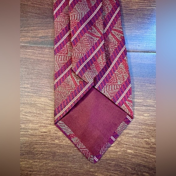 MISSONI Cravatte 100% Silk Red Striped Jacquard Repp Tie Made In Italy - Picture 7 of 10